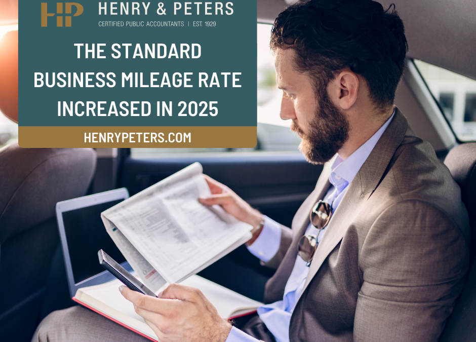 The standard business mileage rate increased in 2025